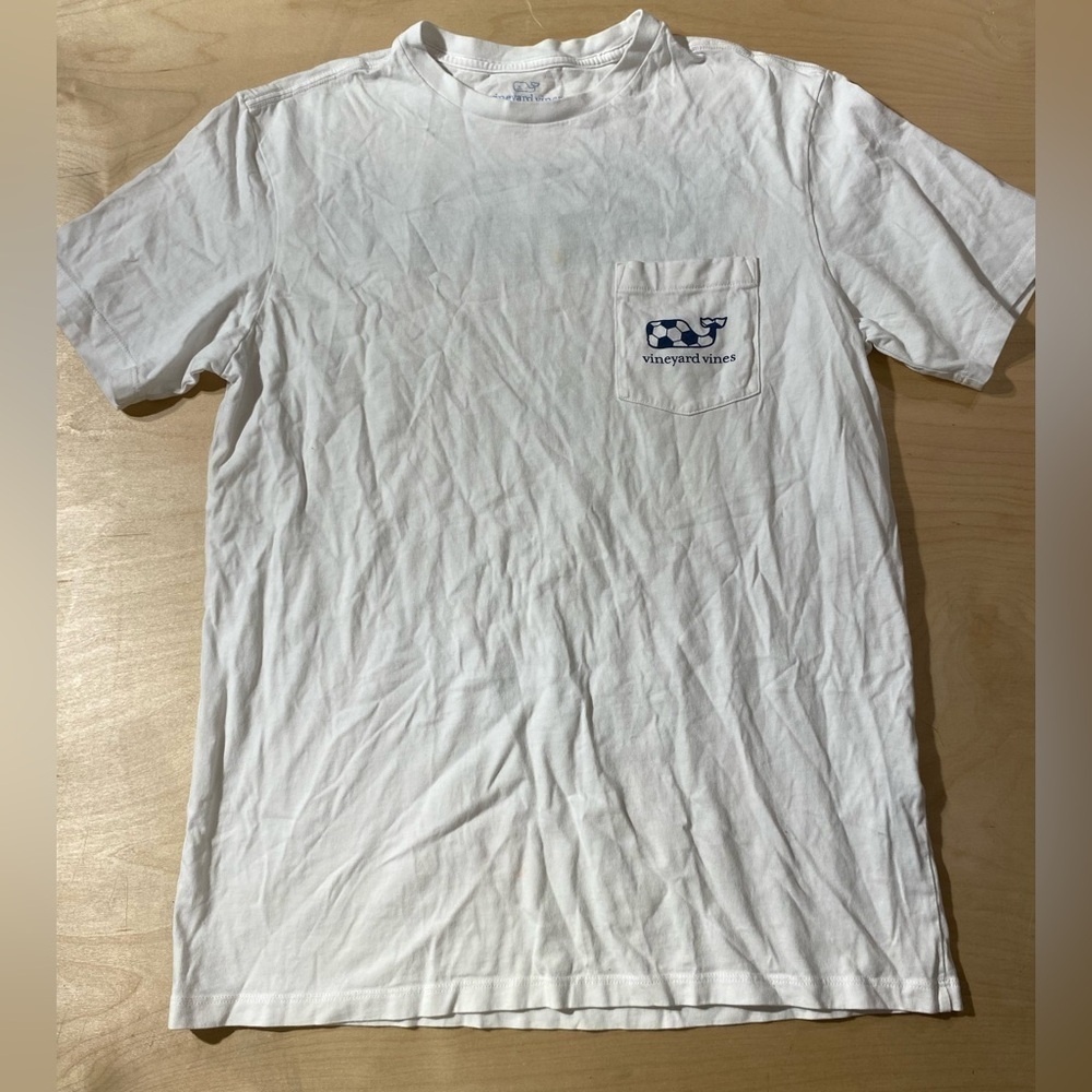 Vineyard Vines White Short Sleeve Tee with Blue Logo Small (OA)